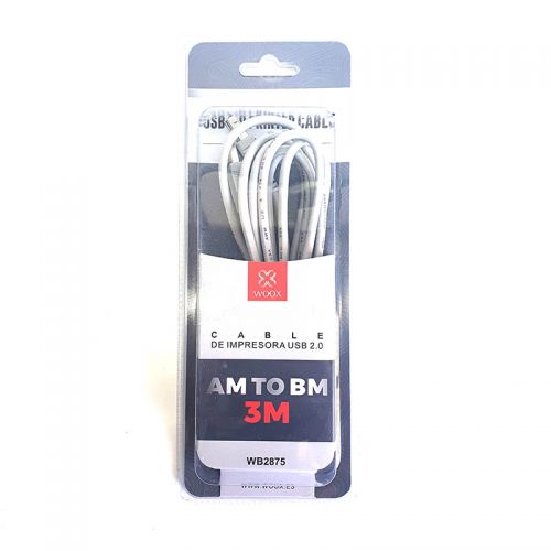 Cable de impresora USB 2.0 AM a BM (3 metros)