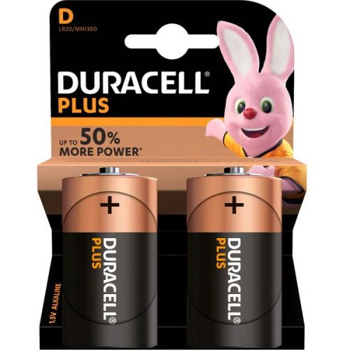 Pack 2 Pilas Alcalinas LR20 DURACELL PLUS MN1300